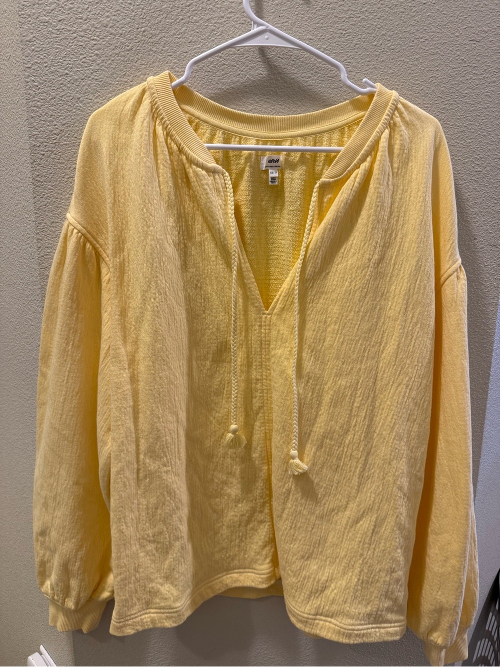 aerie Light Yellow Oversized V-Neck Pullover Sweater